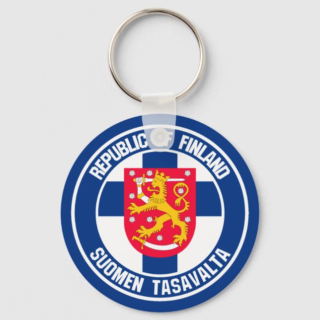 Finland Round Emblem Keychain (Front)