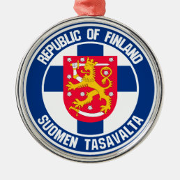 Finland Round Emblem Metal Ornament