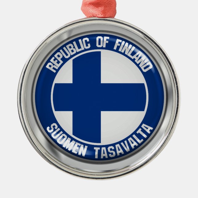 Finland Round Emblem Metal Ornament (Front)