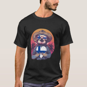 Finland Sloth Sunset Tropical Heart Finnish Roots T-Shirt