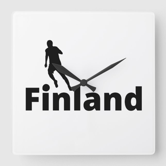 Finland soccer square wall clock (Front)