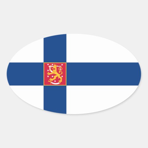 Finland State Flag Oval Sticker