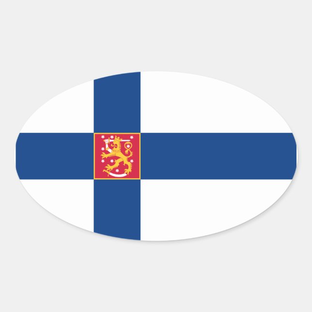 Finland State Flag Oval Sticker (Front)