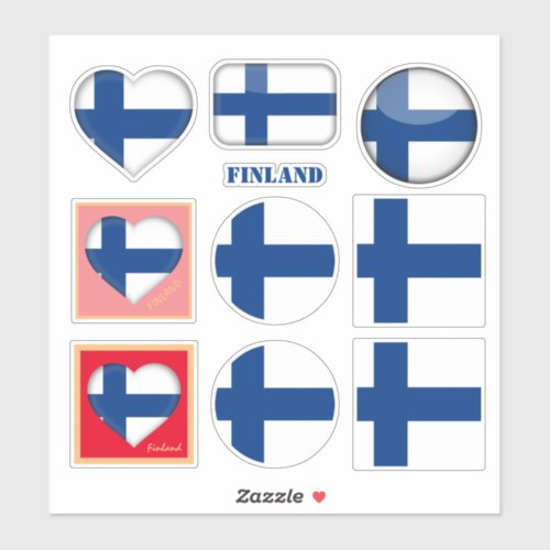 Finland stickers  Finnish Flag Heart sports