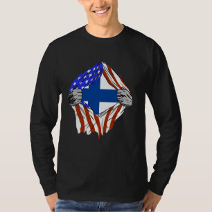 Finland USA Finn America Chest Finnish Pride Finni T-Shirt