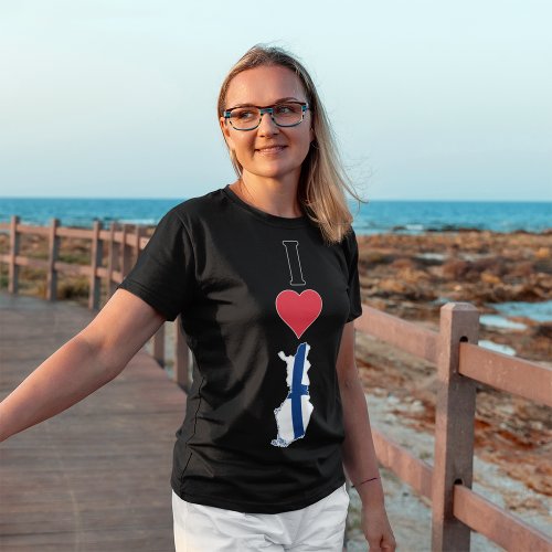 Finland Vertical I Love Finnish Flag Map Womens T_Shirt