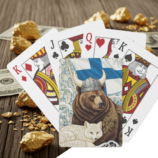 Finland Viking Bear, Arctic Fox Art Nouveau Poker Cards (Creator Uploaded)