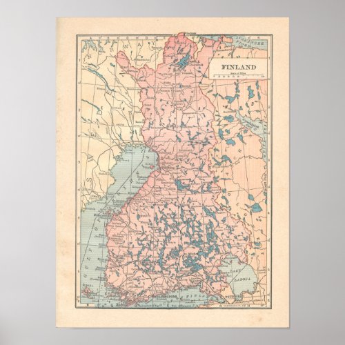 Finland Vintage 1923 Map Print