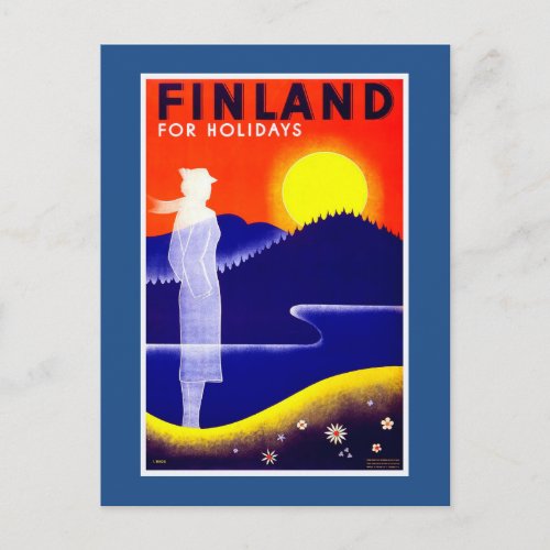 Finland Vintage Travel Poster Postcard