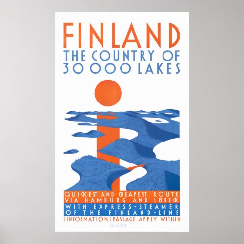 Finland Vintage Travel Poster Restored