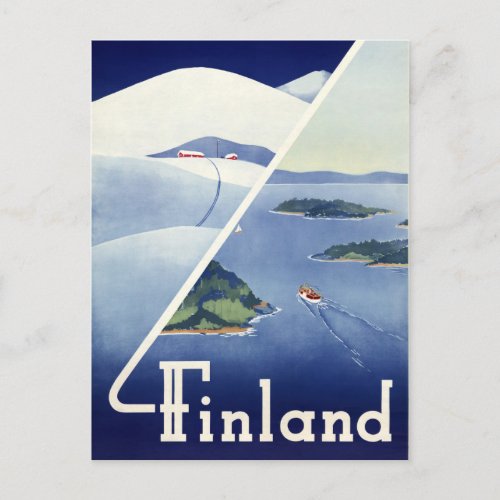 Finland Vintage Travel Poster Restored Postcard