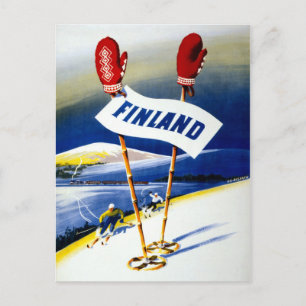 Finland Vintage Travel Poster Restored Postcard