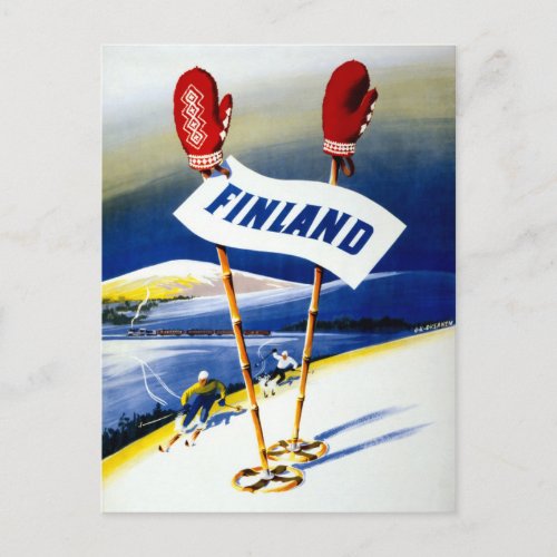 Finland Vintage Travel Poster Restored Postcard