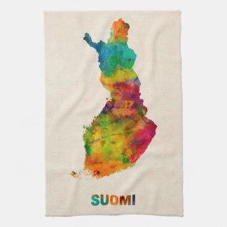 Finland Watercolor Map (Suomi) Kitchen Towel