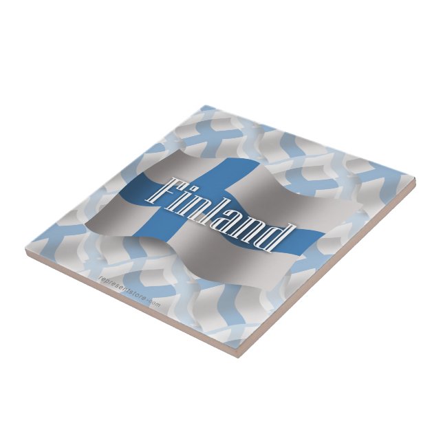 Finland Waving Flag Tile (Side)