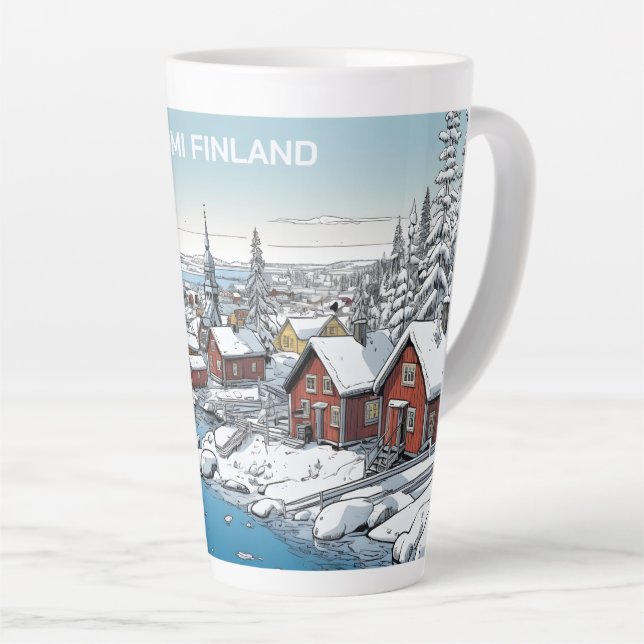 Finland Winter Illustration Latte Mug (Right Angle)