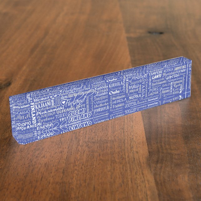 Finland's Towns custom color desk plate (Side)