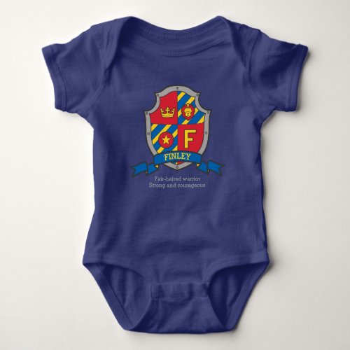Finley boys F name  meaning boys coats of arms Baby Bodysuit