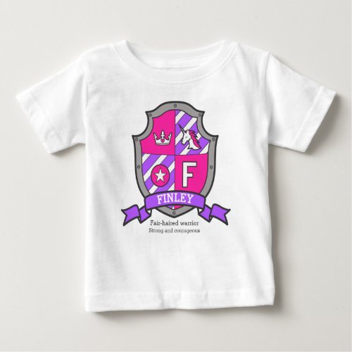 Finley name meaning unicorn princess letter F Baby T_Shirt