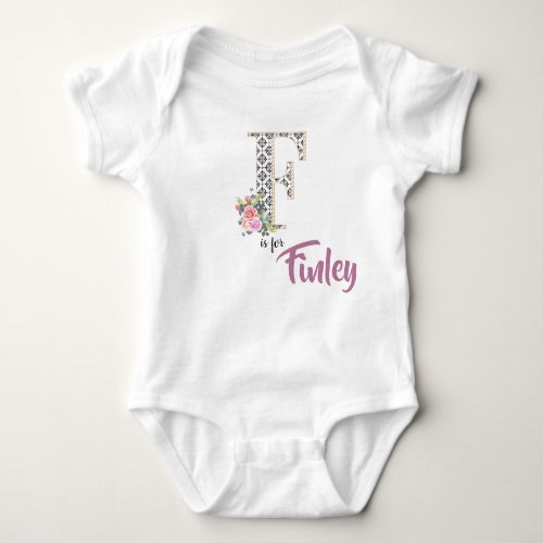 Finley Name Reveal Outfit Letter F Floral Romper