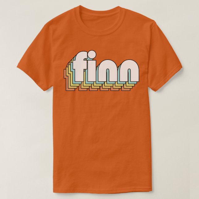 Finn Retro Rainbow Typography Faded Style T-Shirt (Design Front)