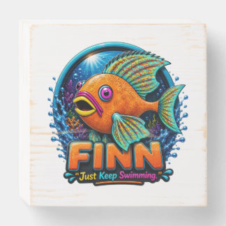 Finn the Fish – “Ride the Waves of Wonder” Wooden Box Sign
