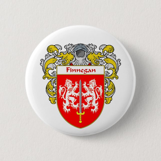 Finnegan Coat of Arms (Mantled) Button (Front)