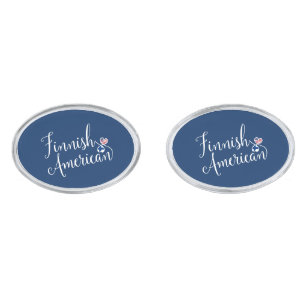 Finnish American Flag Heart, Finland Cufflinks