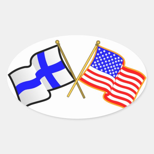 Finnish American Flags Oval Sticker