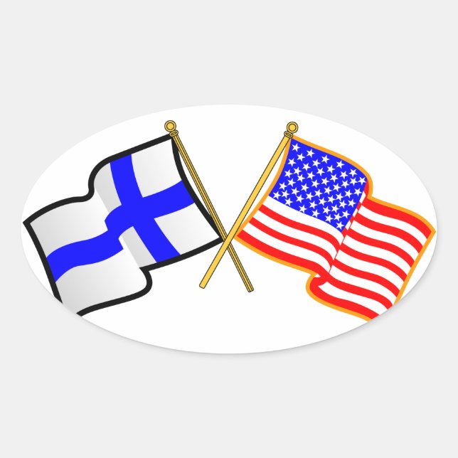 Finnish American Flags Oval Sticker (Front)