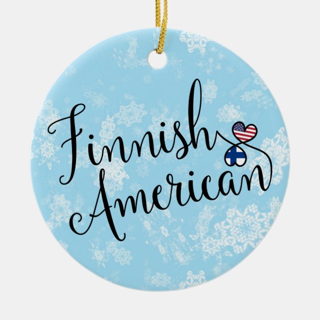 Finnish American Hearts Flags Holiday Decoration (Front)