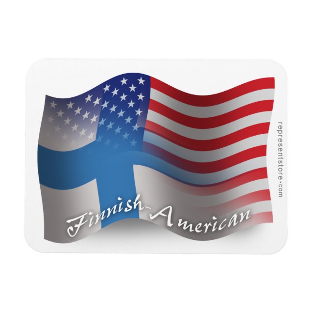 Finnish-American Waving Flag Magnet (Horizontal)