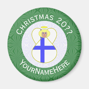 Finnish Angel Christmas Flag Personalized Magnet