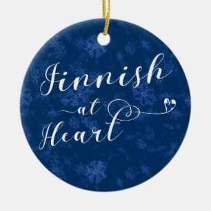 Finnish At Heart, Christmas Tree Ornament, Finland Ceramic Ornament