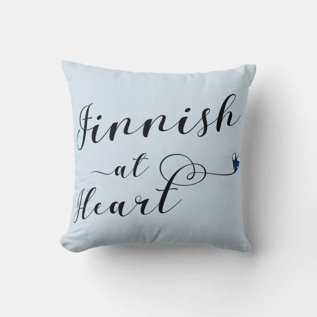 Finnish At Heart Throw Cushion, Finland Pillow (Front)