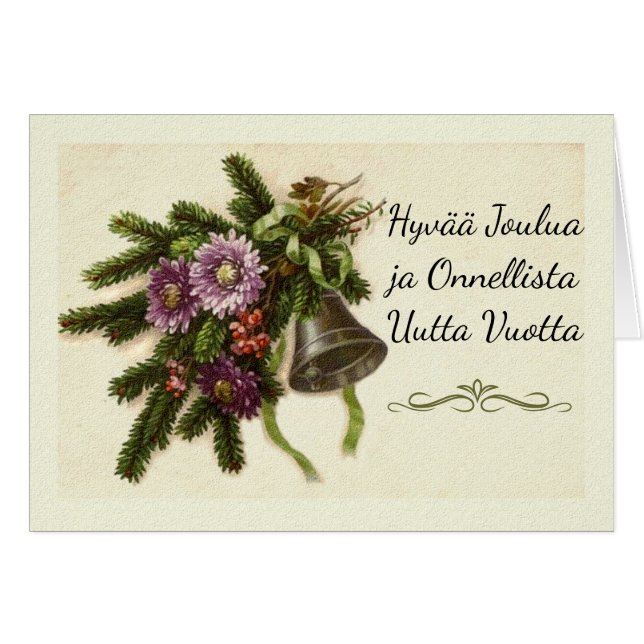 Finnish Christmas Hyvaa Joulua Vintage Greens (Front Horizontal)