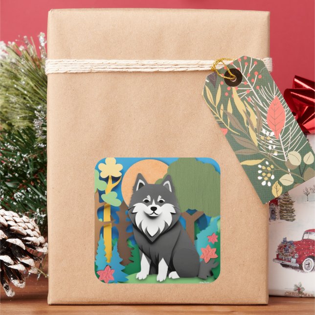 FINNISH-ed  Lapphund Square Sticker (Holiday)