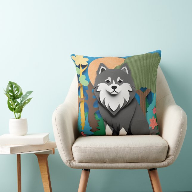 FINNISH-ed  Lapphund Throw Pillow (Chair)