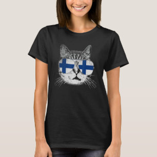 Finnish Finland Flag Country Roots Cat Lover Pride T-Shirt