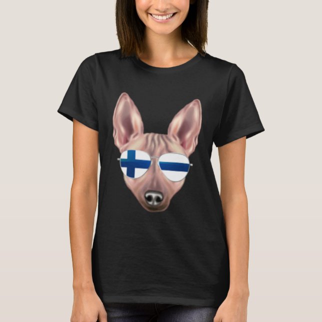 Finnish Flag American Hairless Terrier Dog Finland T-Shirt (Front)