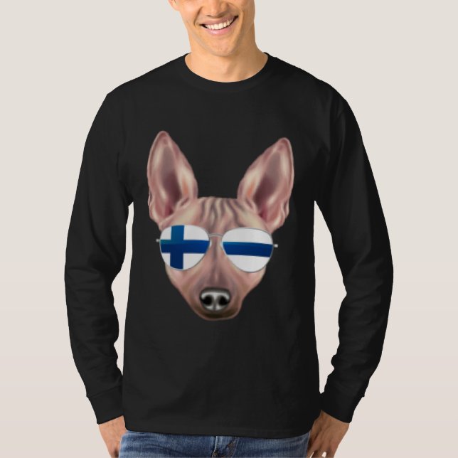 Finnish Flag American Hairless Terrier Dog Finland T-Shirt (Front)