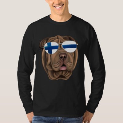 Finnish Flag Chinese Shar Pei Dog Finland Pocket T-Shirt