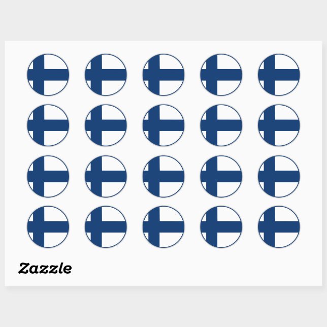 Finnish Flag Classic Round Sticker (Sheet)