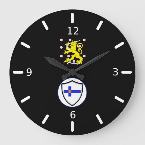 Finnish flag_coat arms large clock