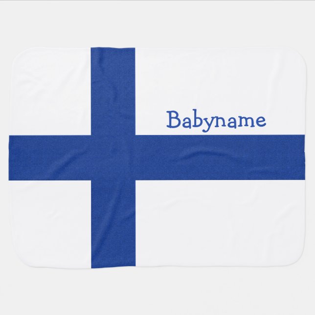 Finnish Flag custom baby blanket (Horizontal)