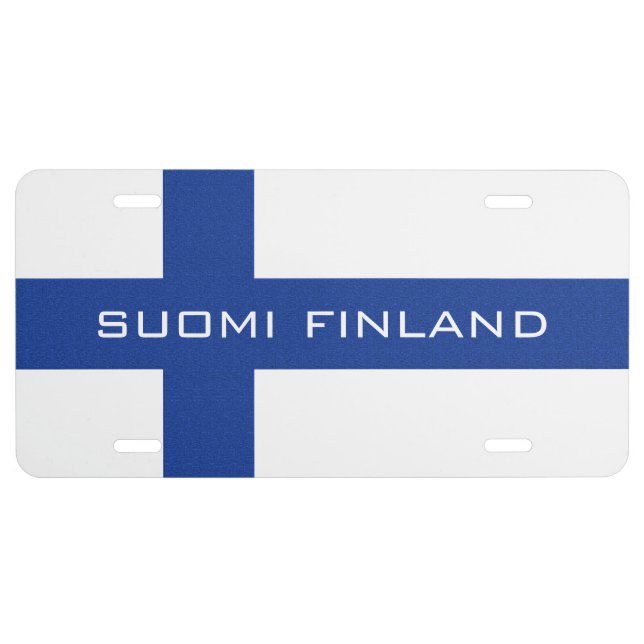 Finnish flag custom license plate (Front)