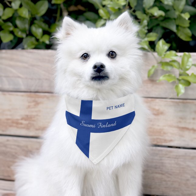 Finnish Flag custom name Pet Bandana Collar (Dog)