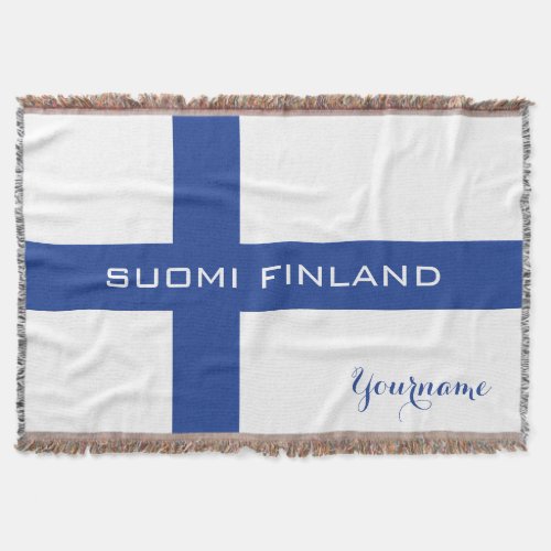 Finnish Flag custom throw blanket