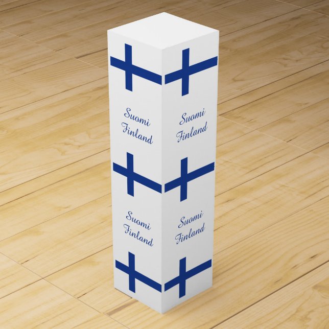 Finnish Flag custom wine gift box (Front)