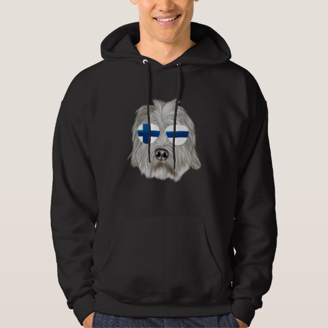 Finnish Flag Dandie Dinmont Terrier Dog Finland Po Hoodie (Front)